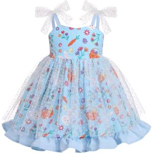 imageBaby Girls Tutu Dress Summer Sleeveless Backless Princess Birthday Party Dresses Sequin Ruffle Tulle Bowknot SundressBlue Carrot