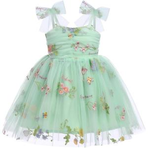 imageBaby Girls Tutu Dress Summer Sleeveless Backless Princess Birthday Party Dresses Sequin Ruffle Tulle Bowknot SundressGreen  Floral