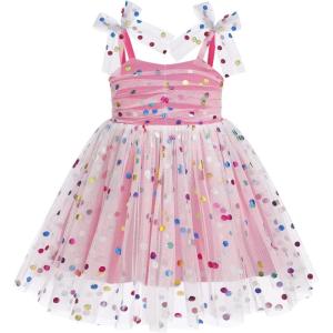 imageBaby Girls Tutu Dress Summer Sleeveless Backless Princess Birthday Party Dresses Sequin Ruffle Tulle Bowknot SundressHot Pink  Sequin Dot