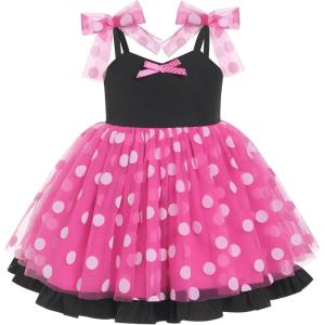 imageBaby Girls Tutu Dress Summer Sleeveless Backless Princess Birthday Party Dresses Sequin Ruffle Tulle Bowknot SundressHot Pink Polka Dot