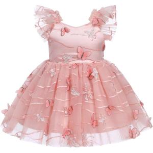 imageBaby Girls Tutu Dress Summer Sleeveless Backless Princess Birthday Party Dresses Sequin Ruffle Tulle Bowknot SundressPink  Butterfly