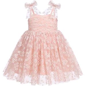 imageBaby Girls Tutu Dress Summer Sleeveless Backless Princess Birthday Party Dresses Sequin Ruffle Tulle Bowknot SundressPink  Daisy