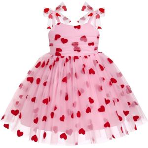 imageBaby Girls Tutu Dress Summer Sleeveless Backless Princess Birthday Party Dresses Sequin Ruffle Tulle Bowknot SundressPink Heart
