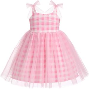 imageBaby Girls Tutu Dress Summer Sleeveless Backless Princess Birthday Party Dresses Sequin Ruffle Tulle Bowknot SundressPink Plaid