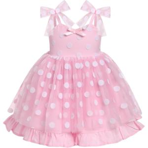 imageBaby Girls Tutu Dress Summer Sleeveless Backless Princess Birthday Party Dresses Sequin Ruffle Tulle Bowknot SundressPink Polka Dot