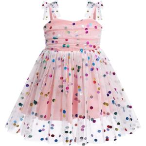imageBaby Girls Tutu Dress Summer Sleeveless Backless Princess Birthday Party Dresses Sequin Ruffle Tulle Bowknot SundressPink Sequin Dot