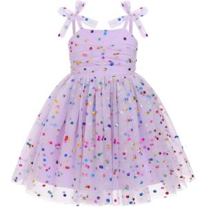 imageBaby Girls Tutu Dress Summer Sleeveless Backless Princess Birthday Party Dresses Sequin Ruffle Tulle Bowknot SundressPurple  Sequin Dot