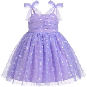 imageBaby Girls Tutu Dress Summer Sleeveless Backless Princess Birthday Party Dresses Sequin Ruffle Tulle Bowknot SundressPurple Heart