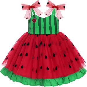 imageBaby Girls Tutu Dress Summer Sleeveless Backless Princess Birthday Party Dresses Sequin Ruffle Tulle Bowknot SundressRed  Green Watermelon