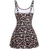 imageIDOPIP Swim Dress for Women One Piece Swimsuit Bathing Suit Retro Leopard Floral Print Plus Size Swimsuits Tummy Control Swimdress with Shorts Modest Swimwear Tankini Beachwear Swim Suits Leopard L