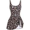 imageIDOPIP Swim Dress for Women One Piece Swimsuit Bathing Suit Retro Leopard Floral Print Plus Size Swimsuits Tummy Control Swimdress with Shorts Modest Swimwear Tankini Beachwear Swim Suits Leopard L