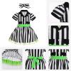 imageIDOPIP 1950s Housewife Costume for Girls Kids Halloween Birthday Party Dress up with ApronBelt  Headband for Photo ShootBlack White Striped