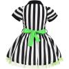 imageIDOPIP 1950s Housewife Costume for Girls Kids Halloween Birthday Party Dress up with ApronBelt  Headband for Photo ShootBlack White Striped