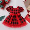 imageIDOPIP 1950s Housewife Costume for Girls Kids Halloween Birthday Party Dress up with ApronBelt  Headband for Photo ShootRed Plaid