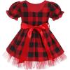 imageIDOPIP 1950s Housewife Costume for Girls Kids Halloween Birthday Party Dress up with ApronBelt  Headband for Photo ShootRed Plaid