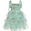 imageIDOPIP Baby Girls Tutu Dress Summer Sleeveless Backless Princess Birthday Party Dresses Smocked Ruffle Tulle Bowknot SundressGreen Floral