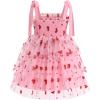 imageIDOPIP Baby Girls Tutu Dress Summer Sleeveless Backless Princess Birthday Party Dresses Smocked Ruffle Tulle Bowknot SundressPink Heart
