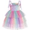 imageIDOPIP Baby Girls Tutu Dress Summer Sleeveless Backless Princess Birthday Party Dresses Smocked Ruffle Tulle Bowknot SundressPurple Gradient