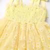 imageIDOPIP Baby Girls Tutu Dress Summer Sleeveless Backless Princess Birthday Party Dresses Smocked Ruffle Tulle Bowknot SundressYellow Daisy