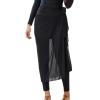 imageIDOPIP Muslim Burkini Swimsuit for Womens One Piece Swimsuit with Beach SkirtCover up SarongPants 4PCS Bathing SuitBlack
