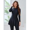 imageIDOPIP Muslim Burkini Swimsuit for Womens One Piece Swimsuit with Beach SkirtCover up SarongPants 4PCS Bathing SuitBlack
