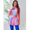 imageIDOPIP Muslim Burkini Swimsuit for Womens One Piece Swimsuit with Beach SkirtCover up SarongPants 4PCS Bathing SuitPink  Purple