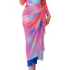 imageIDOPIP Muslim Burkini Swimsuit for Womens One Piece Swimsuit with Beach SkirtCover up SarongPants 4PCS Bathing SuitPink  Purple