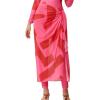 imageIDOPIP Muslim Burkini Swimsuit for Womens One Piece Swimsuit with Beach SkirtCover up SarongPants 4PCS Bathing SuitPink