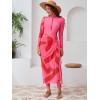 imageIDOPIP Muslim Burkini Swimsuit for Womens One Piece Swimsuit with Beach SkirtCover up SarongPants 4PCS Bathing SuitPink
