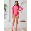 imageIDOPIP Muslim Burkini Swimsuit for Womens One Piece Swimsuit with Beach SkirtCover up SarongPants 4PCS Bathing SuitPink