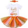 imageIDOPIP My First Halloween Outfit Baby Girls Pumpkin Romper Tutu Skirt Headband 3PCS Clothes Set for Party Dress up CostumeOrange Pumpkin  Half