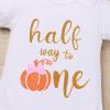 imageIDOPIP My First Halloween Outfit Baby Girls Pumpkin Romper Tutu Skirt Headband 3PCS Clothes Set for Party Dress up CostumeOrange Pumpkin  Half