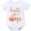 imageIDOPIP My First Halloween Outfit Baby Girls Pumpkin Romper Tutu Skirt Headband 3PCS Clothes Set for Party Dress up CostumeOrange Pumpkin  Half
