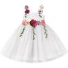imageIDOPIP Toddler Baby Embroidery Flower Girl Dress for Kids Wedding Pageant Party Prom Gown Communion Birthday Tulle DressesWhite