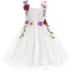 imageIDOPIP Toddler Baby Embroidery Flower Girl Dress for Kids Wedding Pageant Party Prom Gown Communion Birthday Tulle DressesWhite