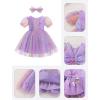imageIDOPIP Toddler Baby Girls Sequin Butterfly Tutu Dress Princess Birthday Party Pageant Flower Girl Wedding VBackless DressesPurple