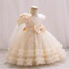 imageIDOPIP Toddler Baby Girls Sequin Heart Tutu Dress Pageant Wedding Flower Girl Dresses Princess Birthday Party Bowknot GownsChampagne