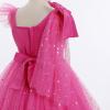 imageIDOPIP Toddler Baby Girls Sequin Heart Tutu Dress Pageant Wedding Flower Girl Dresses Princess Birthday Party Bowknot GownsHot Pink