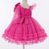 imageIDOPIP Toddler Baby Girls Sequin Heart Tutu Dress Pageant Wedding Flower Girl Dresses Princess Birthday Party Bowknot GownsHot Pink