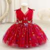 imageIDOPIP Toddler Baby Girls Shiny Butterfly Tutu Dress Princess Birthday Party Pageant Flower Girl Wedding VBackless DressesRed  Shiny