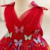 imageIDOPIP Toddler Baby Girls Shiny Butterfly Tutu Dress Princess Birthday Party Pageant Flower Girl Wedding VBackless DressesRed  Shiny