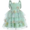 imageIDOPIP Baby Girls Tutu Dress Summer Sleeveless Backless Princess Birthday Party Dresses Smocked Ruffle Tulle Bowknot SundressGreen Floral