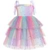 imageIDOPIP Baby Girls Tutu Dress Summer Sleeveless Backless Princess Birthday Party Dresses Smocked Ruffle Tulle Bowknot SundressPurple Gradient