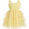 imageIDOPIP Baby Girls Tutu Dress Summer Sleeveless Backless Princess Birthday Party Dresses Smocked Ruffle Tulle Bowknot SundressYellow Daisy