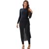 imageIDOPIP Muslim Burkini Swimsuit for Womens One Piece Swimsuit with Beach SkirtCover up SarongPants 4PCS Bathing SuitBlack