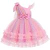 imageIDOPIP Toddler Baby Girls Sequin Heart Tutu Dress Pageant Wedding Flower Girl Dresses Princess Birthday Party Bowknot GownsPink Rainbow