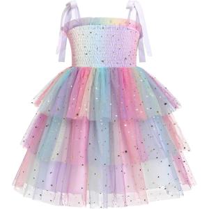 imageIDOPIP Baby Girls Tutu Dress Summer Sleeveless Backless Princess Birthday Party Dresses Smocked Ruffle Tulle Bowknot SundressPurple Gradient