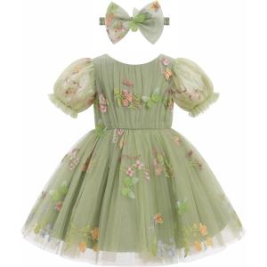 imageIDOPIP Toddler Baby Girls Sequin Butterfly Tutu Dress Princess Birthday Party Pageant Flower Girl Wedding VBackless DressesGreen