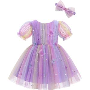 imageIDOPIP Toddler Baby Girls Sequin Butterfly Tutu Dress Princess Birthday Party Pageant Flower Girl Wedding VBackless DressesPurple