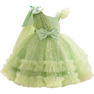 imageIDOPIP Toddler Baby Girls Sequin Heart Tutu Dress Pageant Wedding Flower Girl Dresses Princess Birthday Party Bowknot GownsGreen